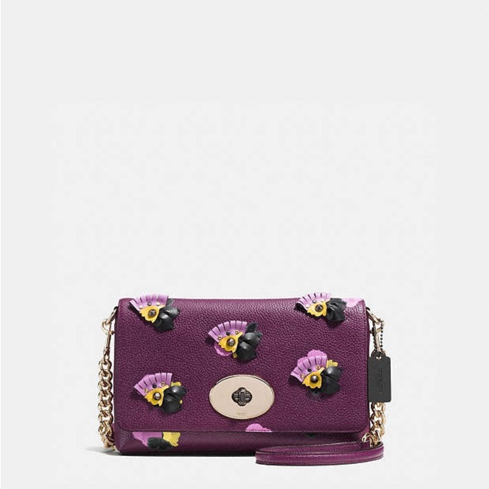 Crosstown Crossbody In Floral Applique Leather